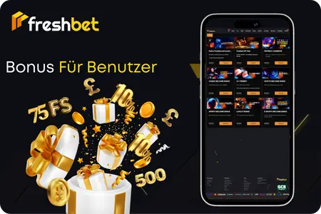 Willkommens- und Wochenboni, angezeigt in der Freshbet app Android
