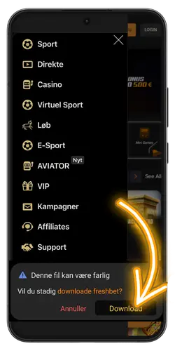 Download Freshbet APK filen til en Android-enhed