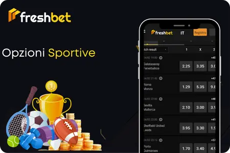 Mercati di scommesse sportive mostrati nella versione Freshbet app scaricare
