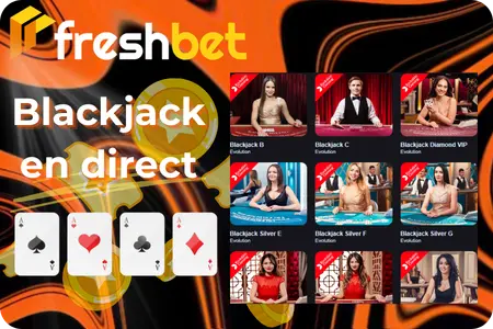 Meilleurs jeux de blackjack en direct sur Freshbet Casino