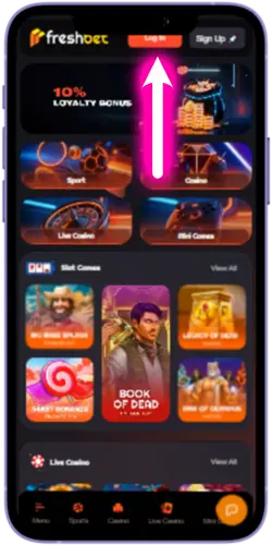 Freshbet Login Interface