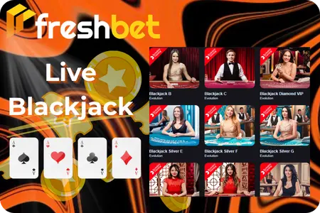 Top Live Blackjack-spil hos Freshbet Casino